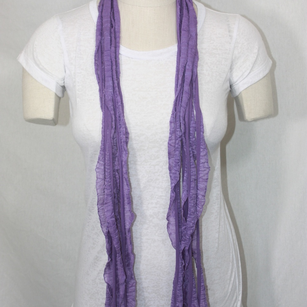 Purple Solid & Patterned Scarf Accessory - Picture 4 of 8
